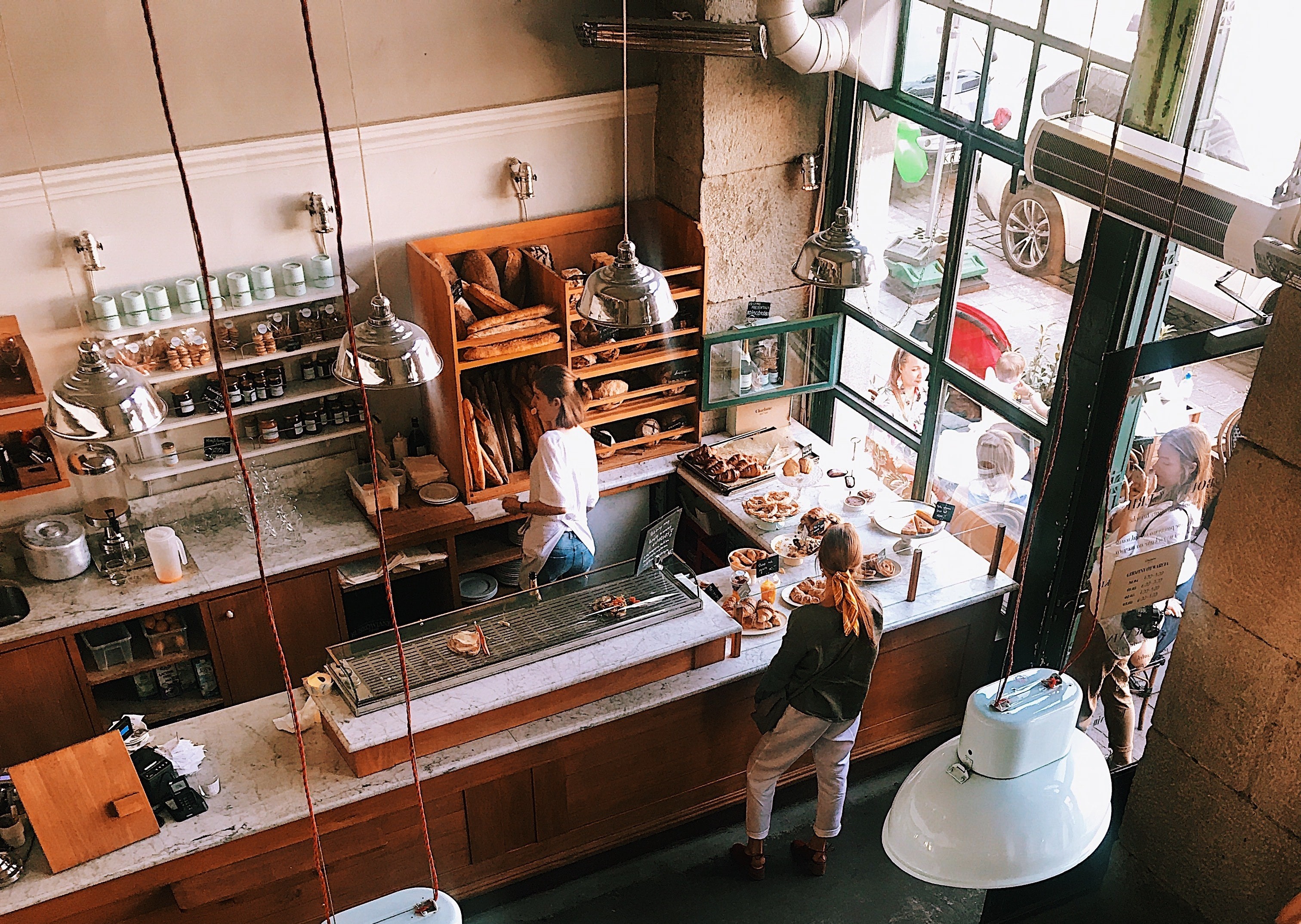 Inside a bakery and cafe