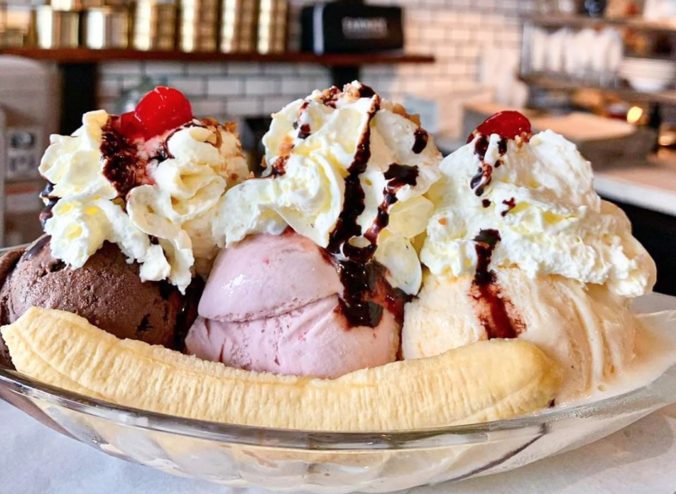 A decadent banana split in the Philippines